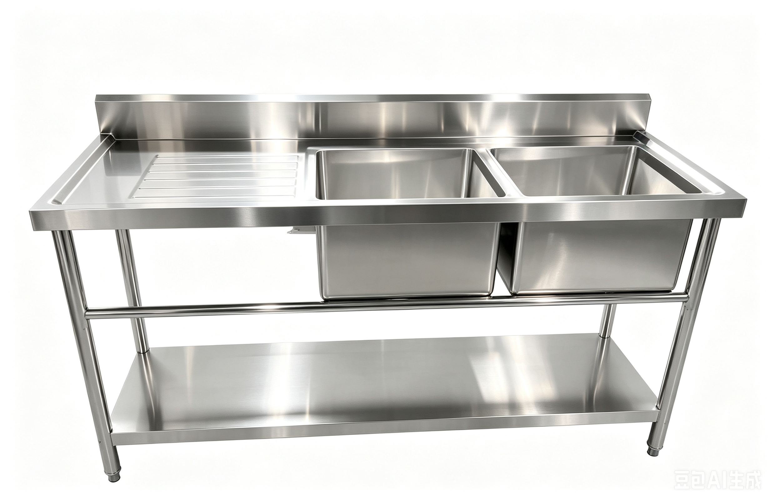 Double bowl sink worktable